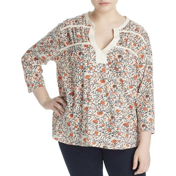 2/$40 Lucky Brand Floral Printed Peasant Knit Top - Picture 10 of 12